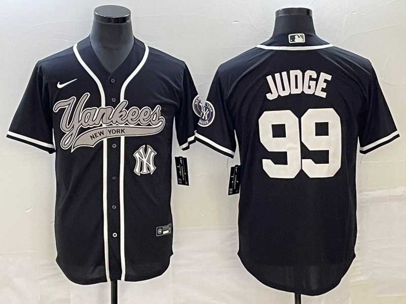 Men%27s New York Yankees #99 Aaron Judge Black With Patch Cool Base Stitched Baseball Jersey->new york yankees->MLB Jersey
